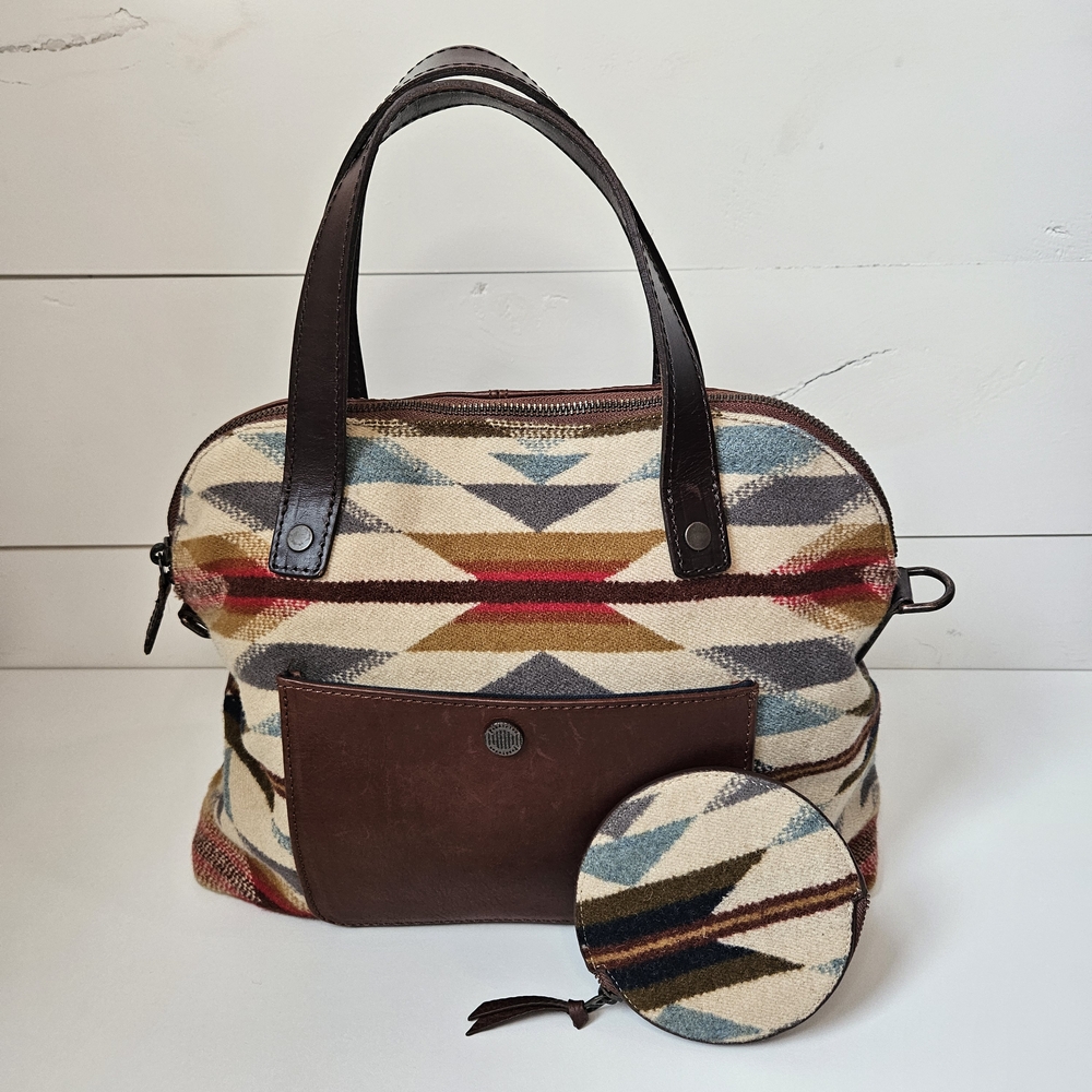 NWOT Pendleton Trail Wyeth Dome Purse & Coin Purse - Leather & Wool - Picture 2 of 15